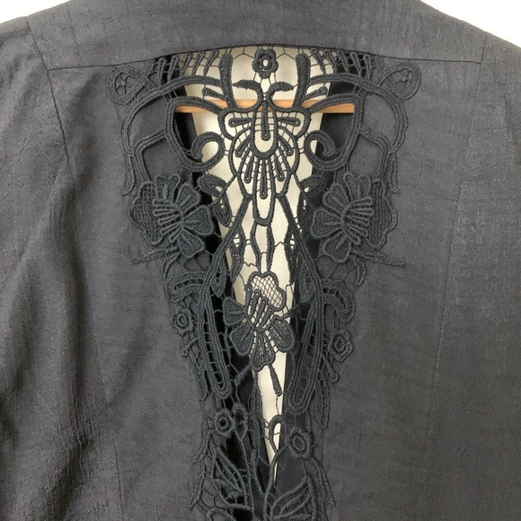 Dressbarn blazer jacket size large black open lace back waterfall 3/4 sleeve - Picture 9 of 15